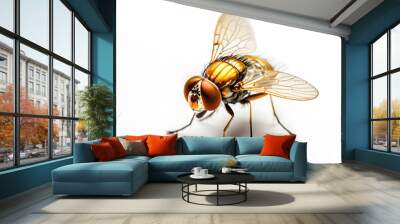 Golden fly with wings, ai-generatet Wall mural