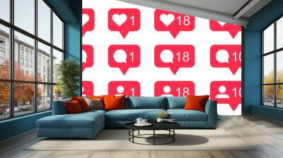 Like, comment, follower - vector icons set for social network isolated on white background. Wall mural