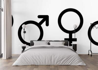 Male female icon vector. Man and women symbol isolated in line style. Editable Stroke. Vector Wall mural