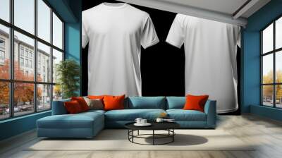 Blank white tshirt with front and back isolated background Wall mural