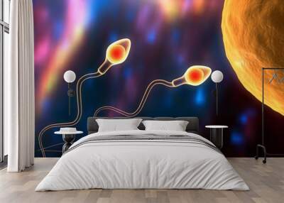 fertilization. insemination of human egg cell by sperm cell Wall mural