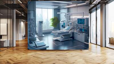 Futuristic hospital with new modern equipment, ai illustration Wall mural