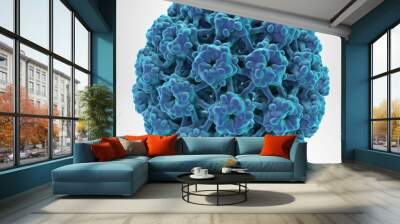 Human Papillomavirus type 16 isolated on white background (HPV) which causes cancer of cervix of uteri. A model is built using data of viral macromolecular structure from Protein Data Bank (PDB 3J6R) Wall mural