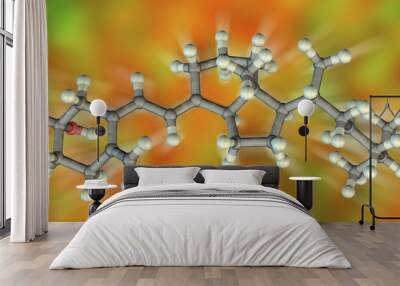 Molecular model of vitamin D3, cholecalciferol, 3D illustration. A water-soluble vitamin, a steroid hormone, it maintains blood calcium and phosphorus levels, and also mineralization of bone Wall mural