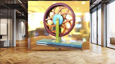 Perpetual motion machine, Perpetuum mobile, 3D illustration. 3D model is accurately made according to drawings of Leonardo da Vinci Wall mural