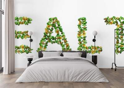 The word HEALTH made entirely of fresh green avocadoes, with their textured skins and smooth, creamy flesh, 3D illustration Wall mural