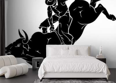 Rodeo Bull Wild Ride, Western Culture Wall mural