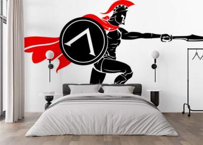 Spartan Leap Sword Attack, Isolated Vector Wall mural