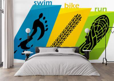 Triathlon Abstract Artwork Wall mural