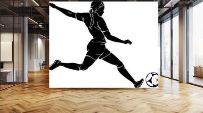 Women's Soccer, Athlete Kick Side View Wall mural