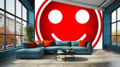 Red smile, circle smile icon on white background Wall mural