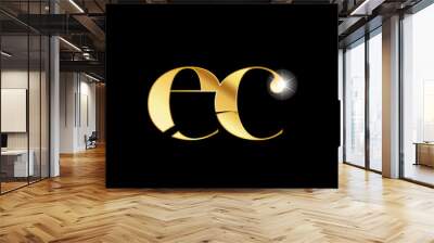 alphabet letter ec e c gold golden metal metallic logo icon design Wall mural