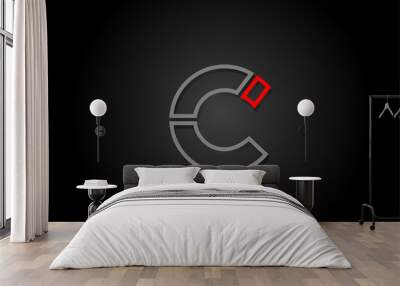 alphabet line C letter red black for company logo icon design Wall mural