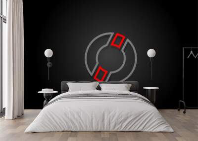 alphabet line O letter red black for company logo icon design Wall mural