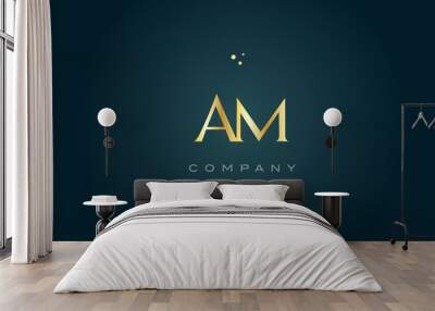 am a m  gold golden luxury alphabet letter logo icon template Wall mural