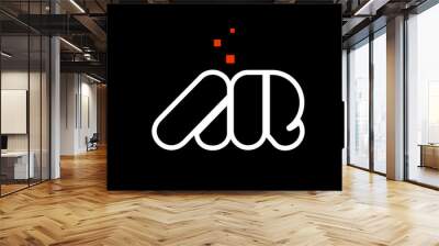 AR A R black white red alphabet letter combination logo icon design Wall mural