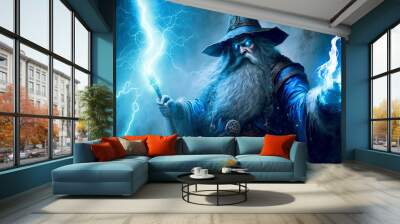 Beautiful fantasy persian wizard creative vector illustration design character. Magic and wizardry. Ai generated Wall mural