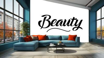 Beauty hand written text word for design. Can be used for a logo Wall mural