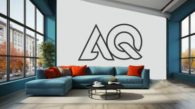 black and white alphabet letter aq a q logo combination Wall mural