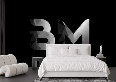 black and white alphabet letter bm b m logo combination Wall mural