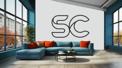 black and white alphabet letter sc s c logo combination Wall mural