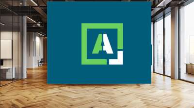 blue green letter A alphabet logo design icon for business Wall mural