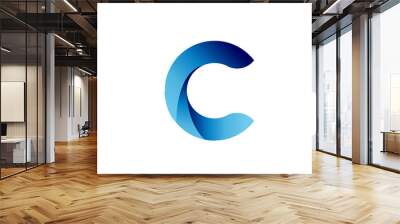 C creative blue gradient alphabet letter logo for branding and business. Design for lettering and corporate identity. Professional template icon Wall mural