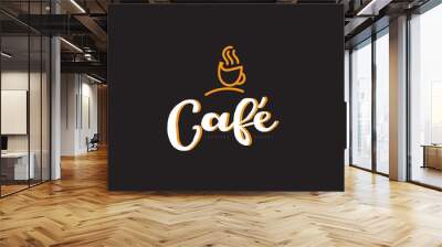 cafe word text logo with coffee cup symbol idea typography Wall mural