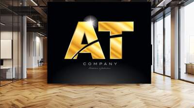 combination letter at a t gold golden alphabet metal logo icon design Wall mural