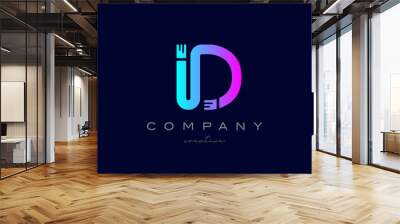 D pink and blue alphabet letter logo icon design. Creative template suitable for a company or business Wall mural