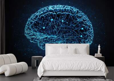 Digital illustration depicting the concept of advanced smart brain technology. Ai generated Wall mural