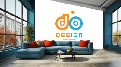 do d o orange blue alphabet letter logo combination Wall mural