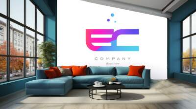 ec e c  creative pink blue modern alphabet letter logo icon template Wall mural