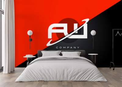 fw f w  red black technology alphabet company letter logo icon Wall mural