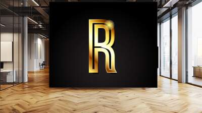 gold alphabet letter r logo icon design Wall mural