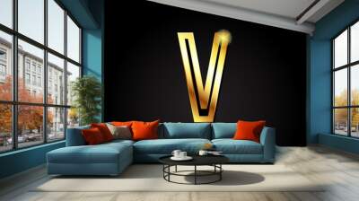 gold alphabet letter v logo icon design Wall mural