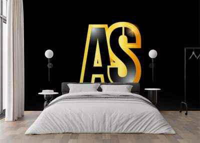 gold black alphabet letter as a s logo combination icon design Wall mural