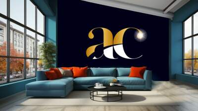 gold golden alphabet letter ac a c logo combination company icon design Wall mural