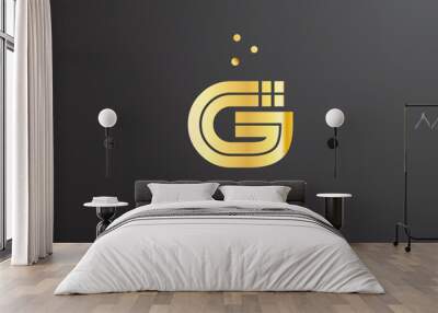 gold golden G alphabet letter logo with dots. Corporate creative template design for company and business Wall mural