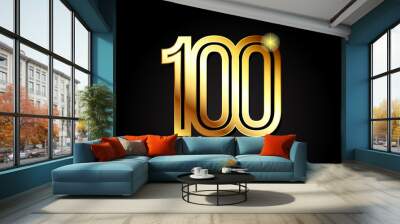 gold number 100 logo icon design Wall mural