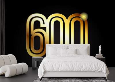 gold number 600 logo icon design Wall mural