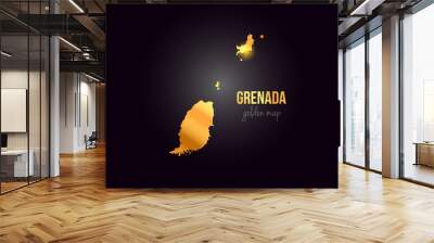 Grenada country border map in gold golden metal color design Wall mural