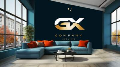 gx g x  white yellow gold golden luxury alphabet letter logo icon template Wall mural