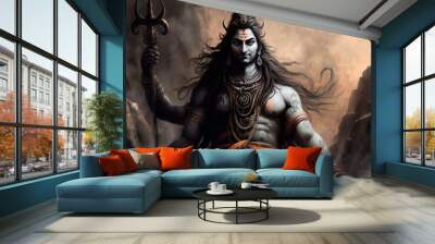 Hindu god Shiva lord representation. Hinduism religion concept. Ai generated Wall mural