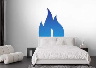 I blue fire flames alphabet letter logo design. Creative icon template for company and business Wall mural