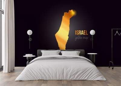 Israel country border map in gold golden metal color design Wall mural