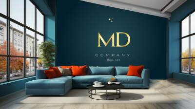 md m d  gold golden luxury alphabet letter logo icon template Wall mural