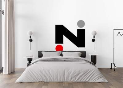 N dot dots letter logo alphabet icon design in red grey white for company and business Wall mural