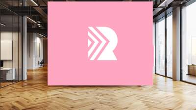 pink geometric R alphabet letter logo icon with line design. Creative template for business and company Wall mural