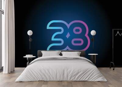 pink line 38 number logo icon design. Creative template for business and company Wall mural